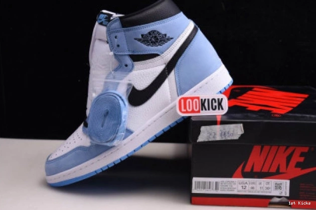1st Kicks WHITE JORDAN 555088-134 BLACK UNIVERSITY RETRO 1 BLUE AIR HIGH 0719